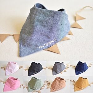 Hand embroidered muslin cotton solid bandana bib
